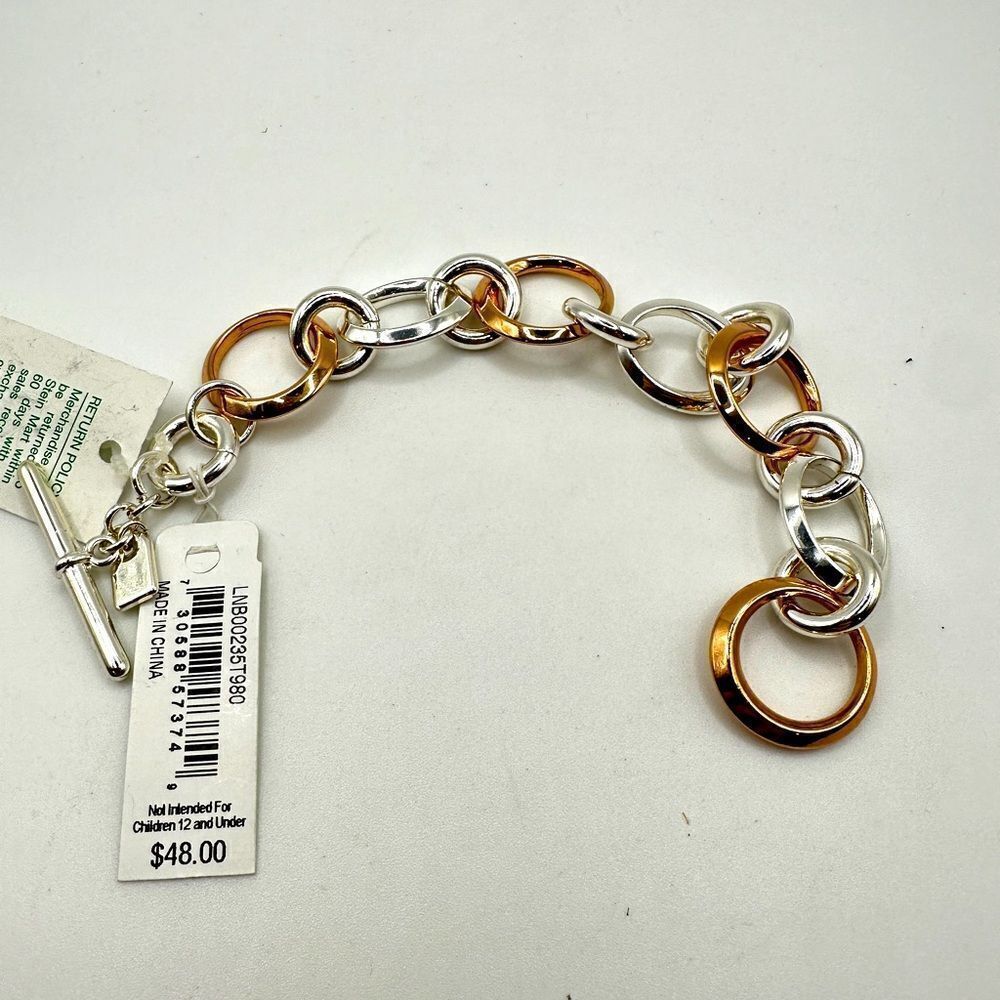 STILL WITH TAG! Lauren Ralph Lauren‎ rose gold tone and silver tone 7" bracelet!